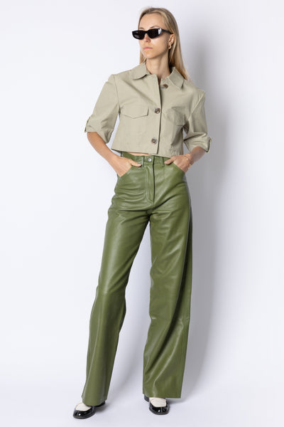 MARCELLA - LEATHER TROUSER - GREEN