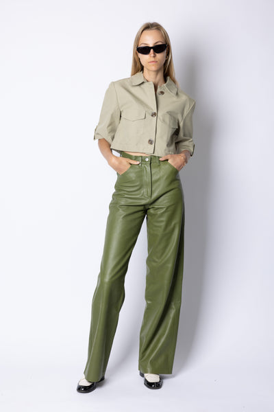 MARCELLA - LEATHER TROUSER - GREEN
