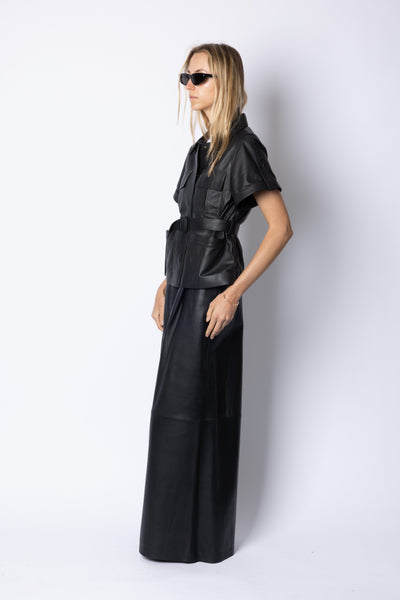 Eloise BELTED COLLARED JACKET - BLACK