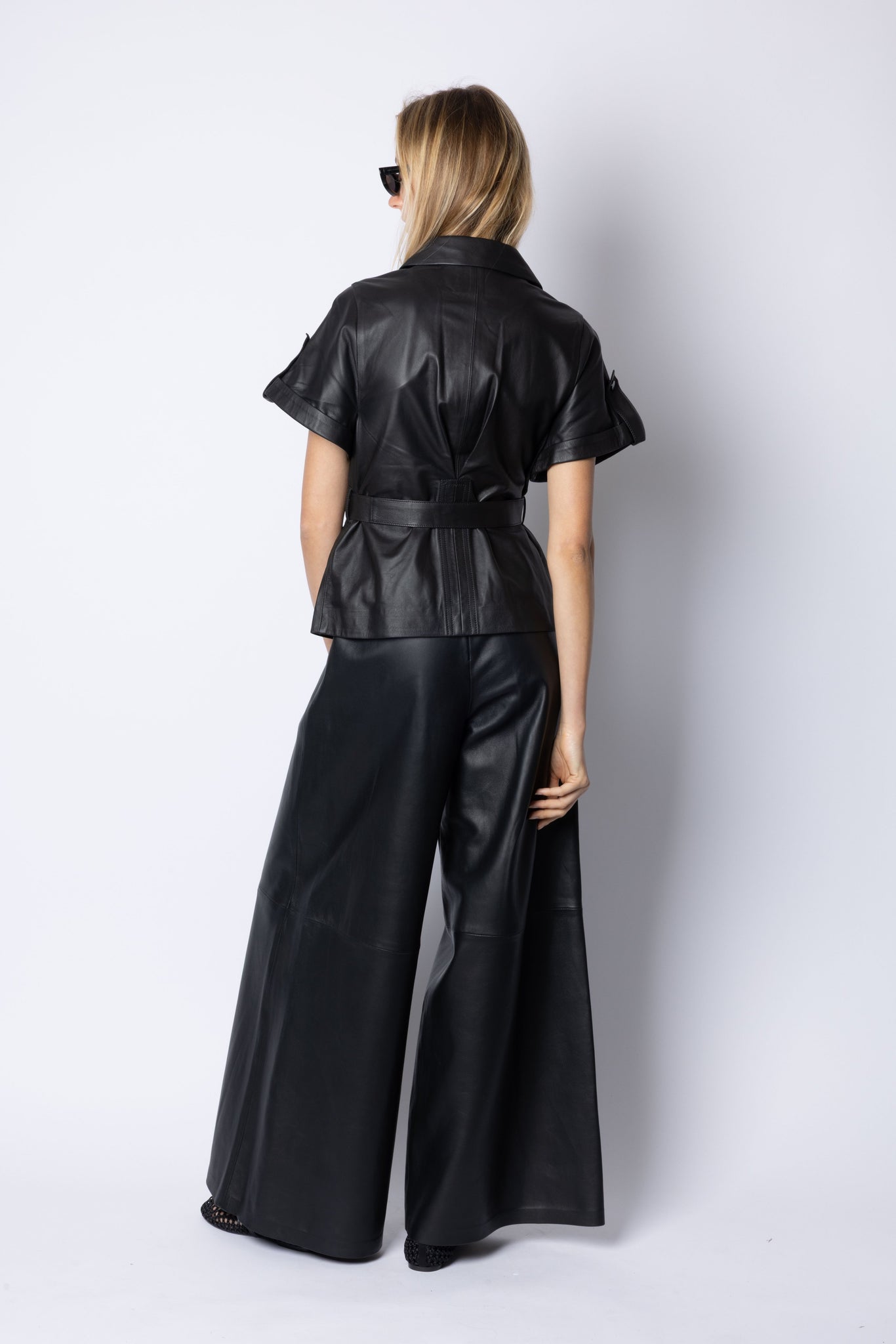 Amanda WIDE LEG HIGH WAIST TROUSERS - BLACK