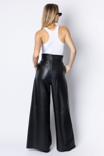 Amanda WIDE LEG HIGH WAIST TROUSERS - BLACK