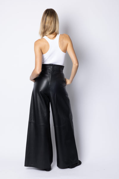 Amanda WIDE LEG HIGH WAIST TROUSERS - BLACK