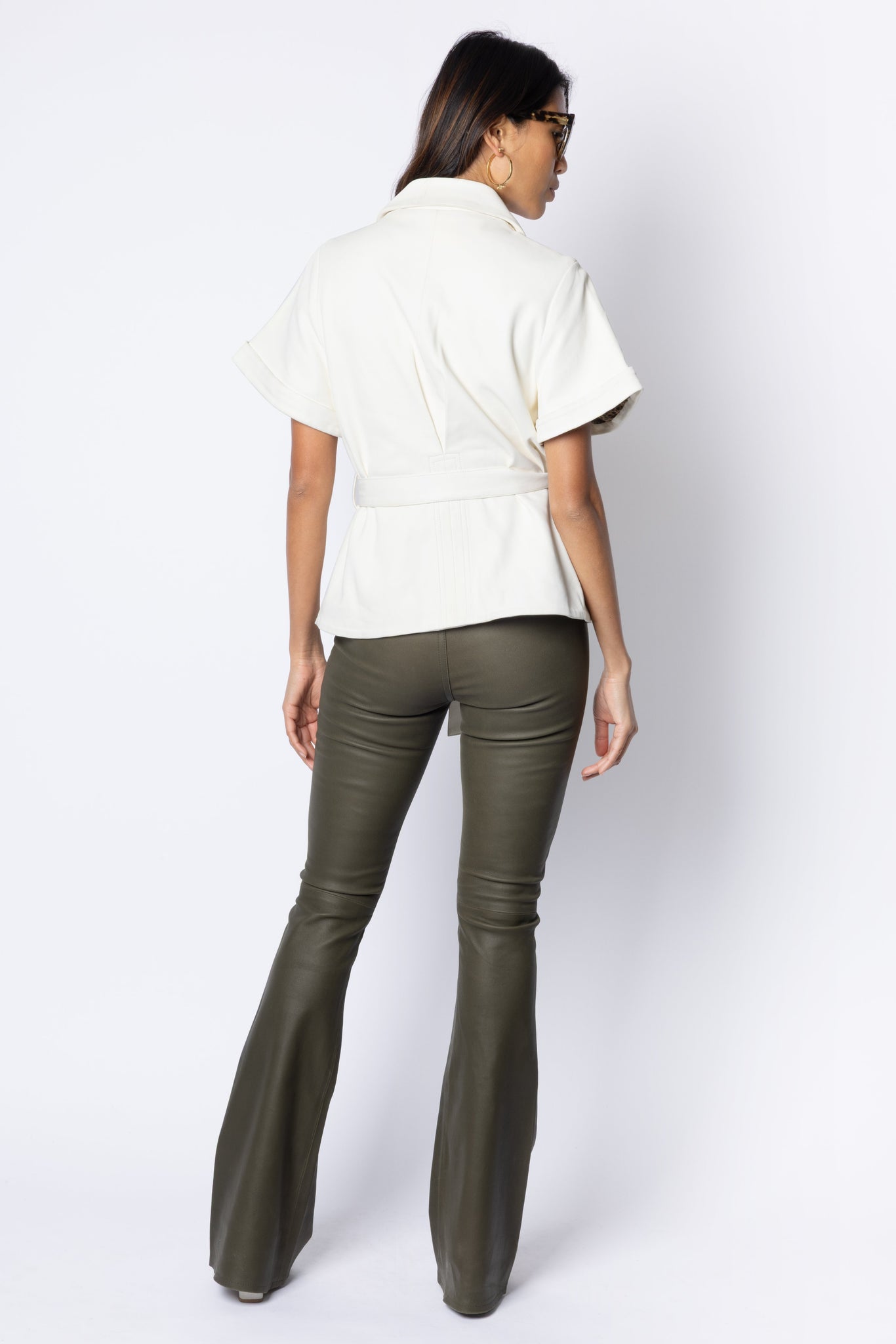 Eloise BELTED COLLARED JACKET - OFF WHITE