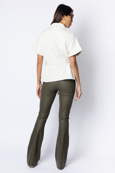 Eloise BELTED COLLARED JACKET - OFF WHITE
