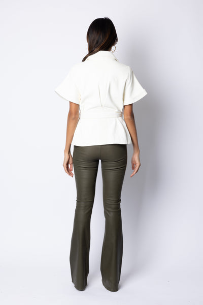 Eloise BELTED COLLARED JACKET - OFF WHITE