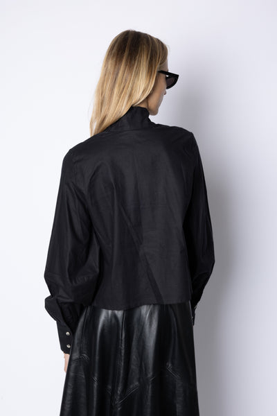 Jocelyn BUCKLE-NECK TOP - BLACK/BROWN