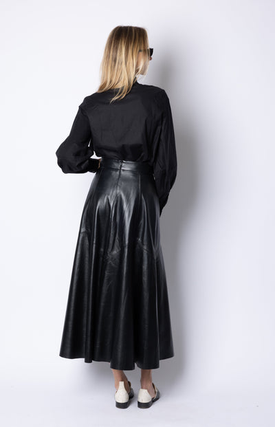 Max LEATHER MAXI SKIRT - BLACK