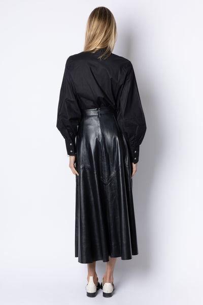 Jocelyn BUCKLE-NECK TOP - BLACK/BROWN