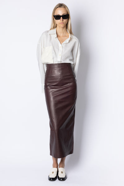 Huguette MAXI STRAIGHT SKIRT - BURGUNDY