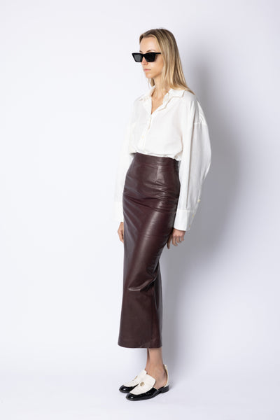 Huguette MAXI STRAIGHT SKIRT - BURGUNDY
