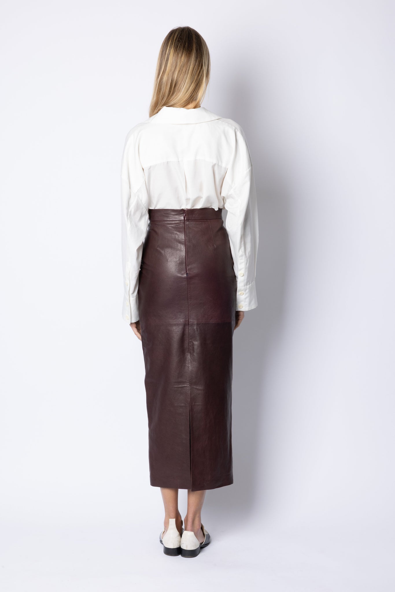 Huguette MAXI STRAIGHT SKIRT - BURGUNDY