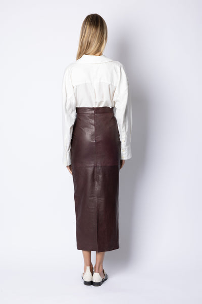 Huguette MAXI STRAIGHT SKIRT - BURGUNDY