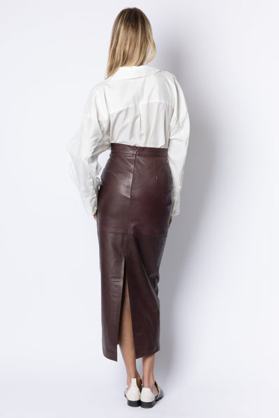 Huguette MAXI STRAIGHT SKIRT - BURGUNDY