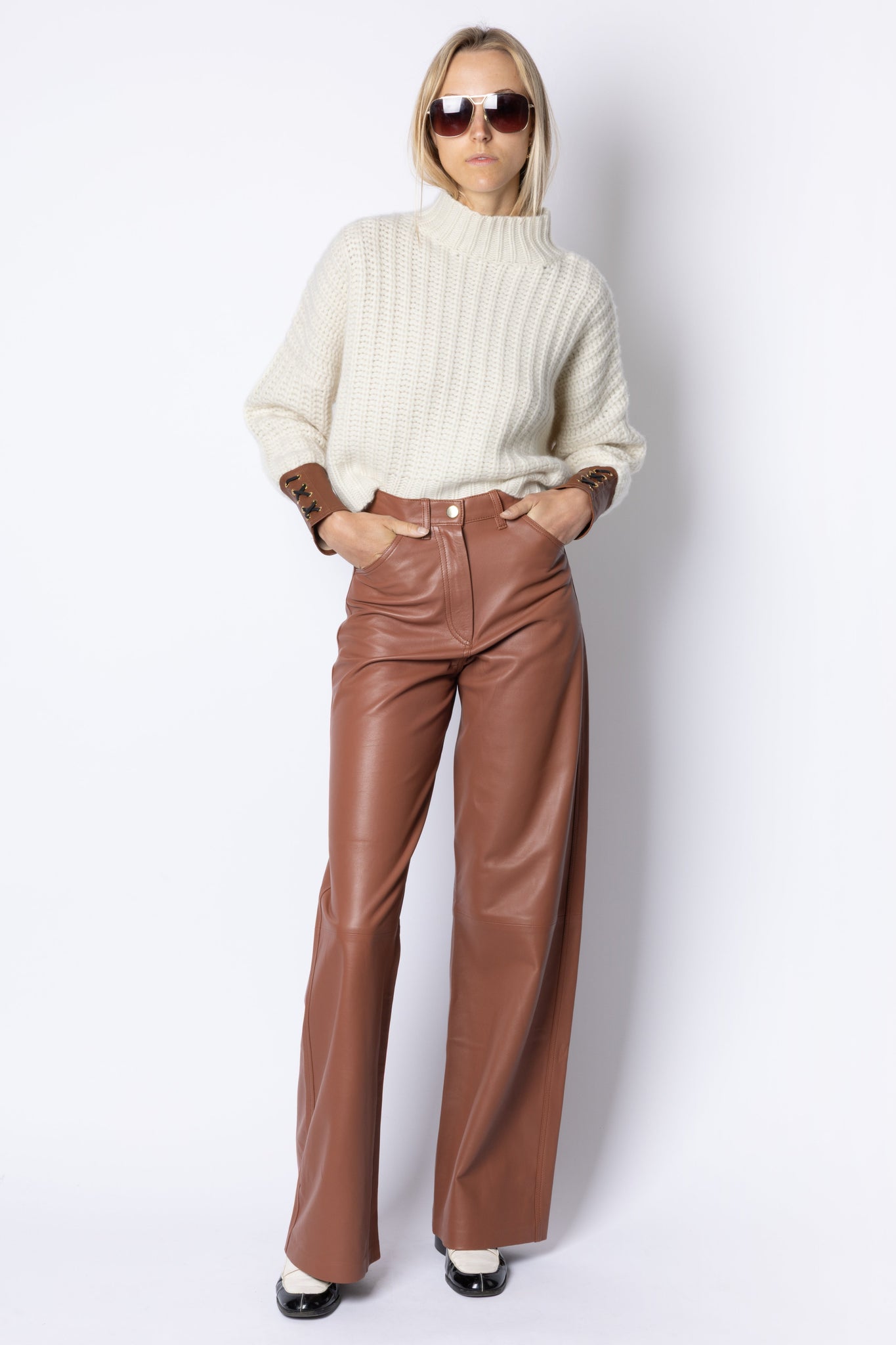 MARCELLA - LEATHER TROUSER - BRICK