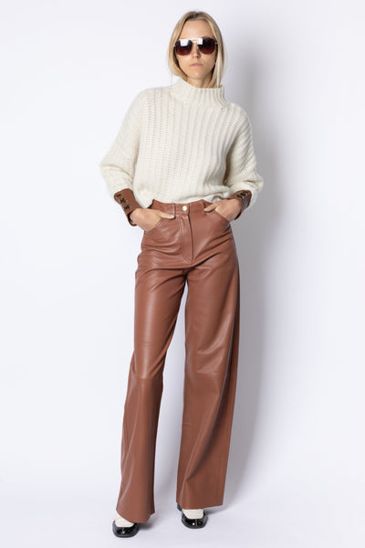 MARCELLA - LEATHER TROUSER - BRICK