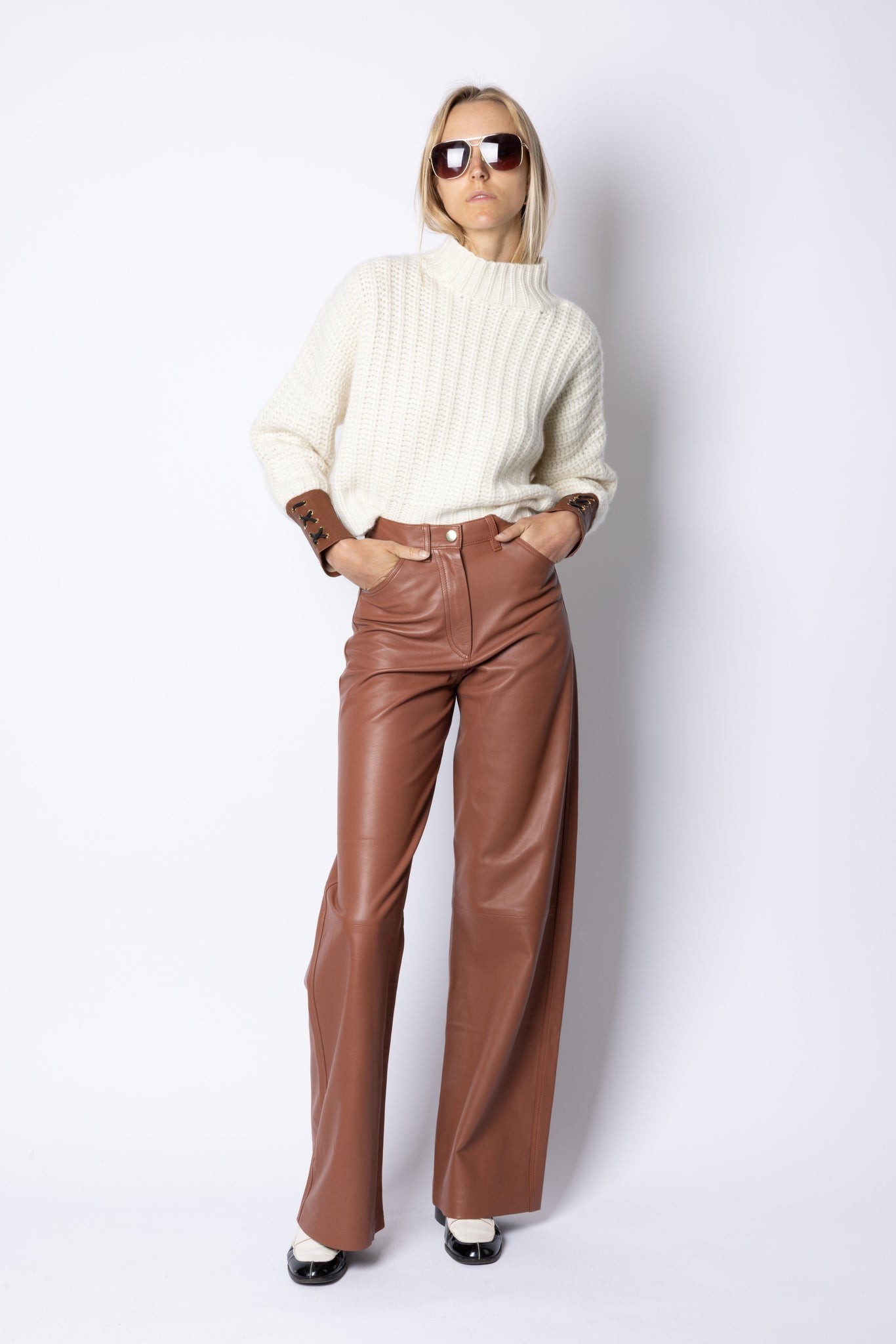 MARCELLA - LEATHER TROUSER - BRICK