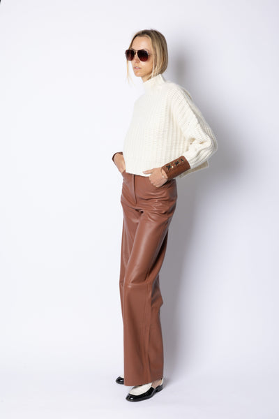MARCELLA - LEATHER TROUSER - BRICK