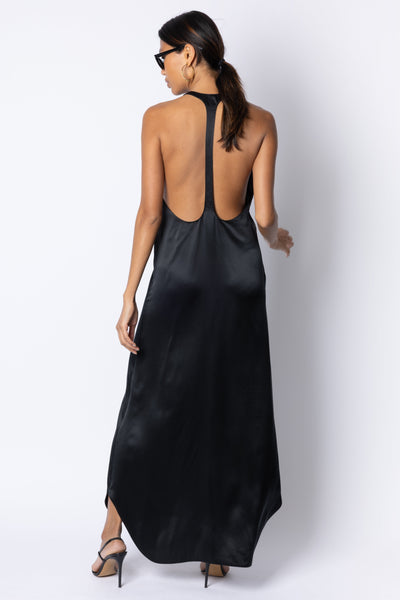REBECCA SILK DRESS - BLACK