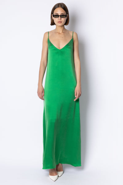 KATE SILK DRESS - BRIGHT GREEN