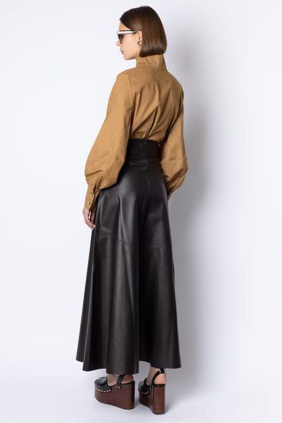 Jocelyn BUCKLE-NECK TOP - TOFFEE/DARK BROWN