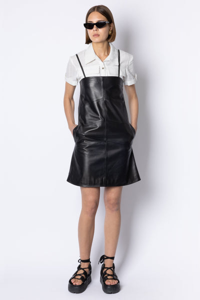 Bibi LEATHER MINI DRESS - BLACK