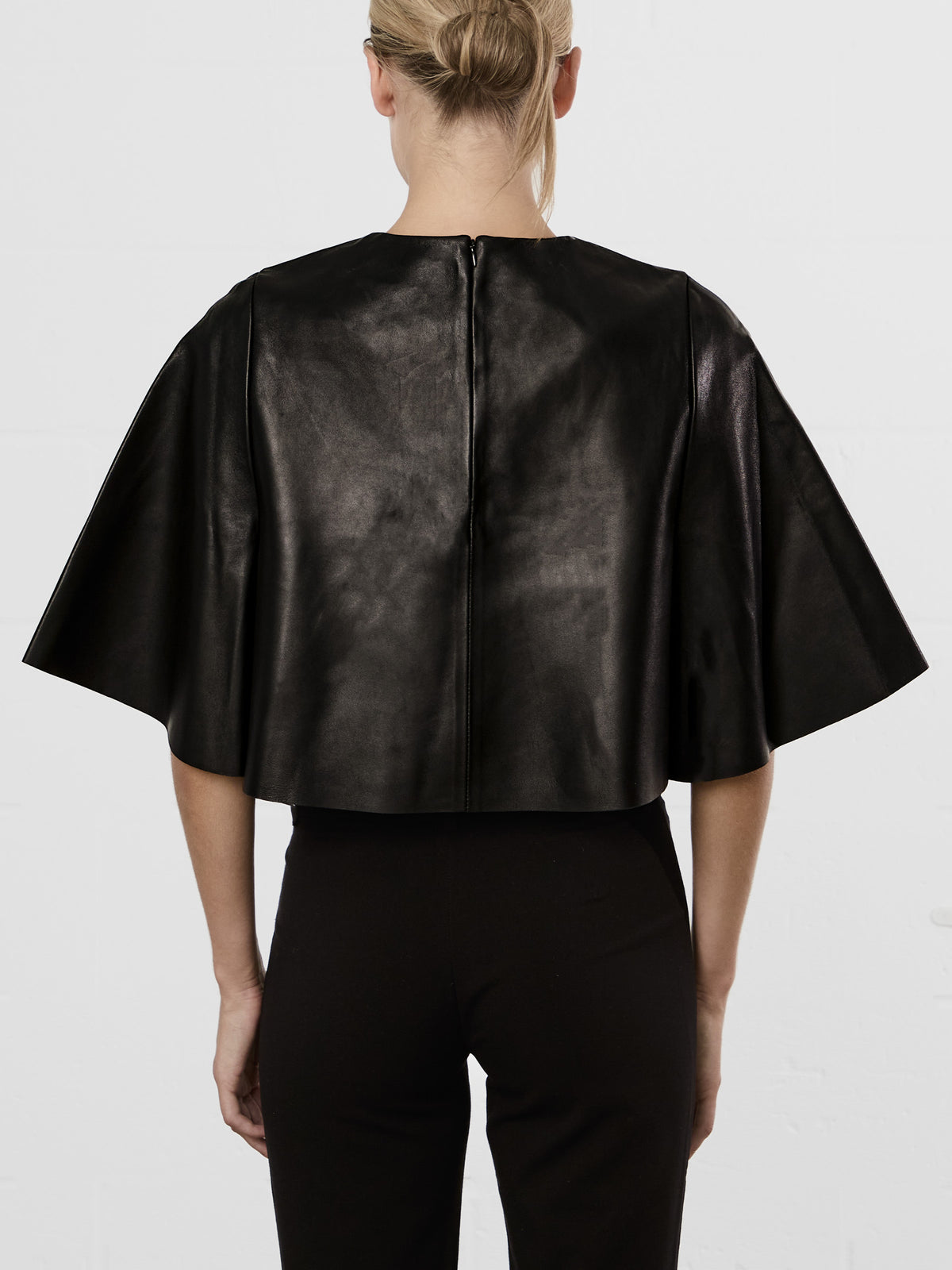 Black Leather Cape Top