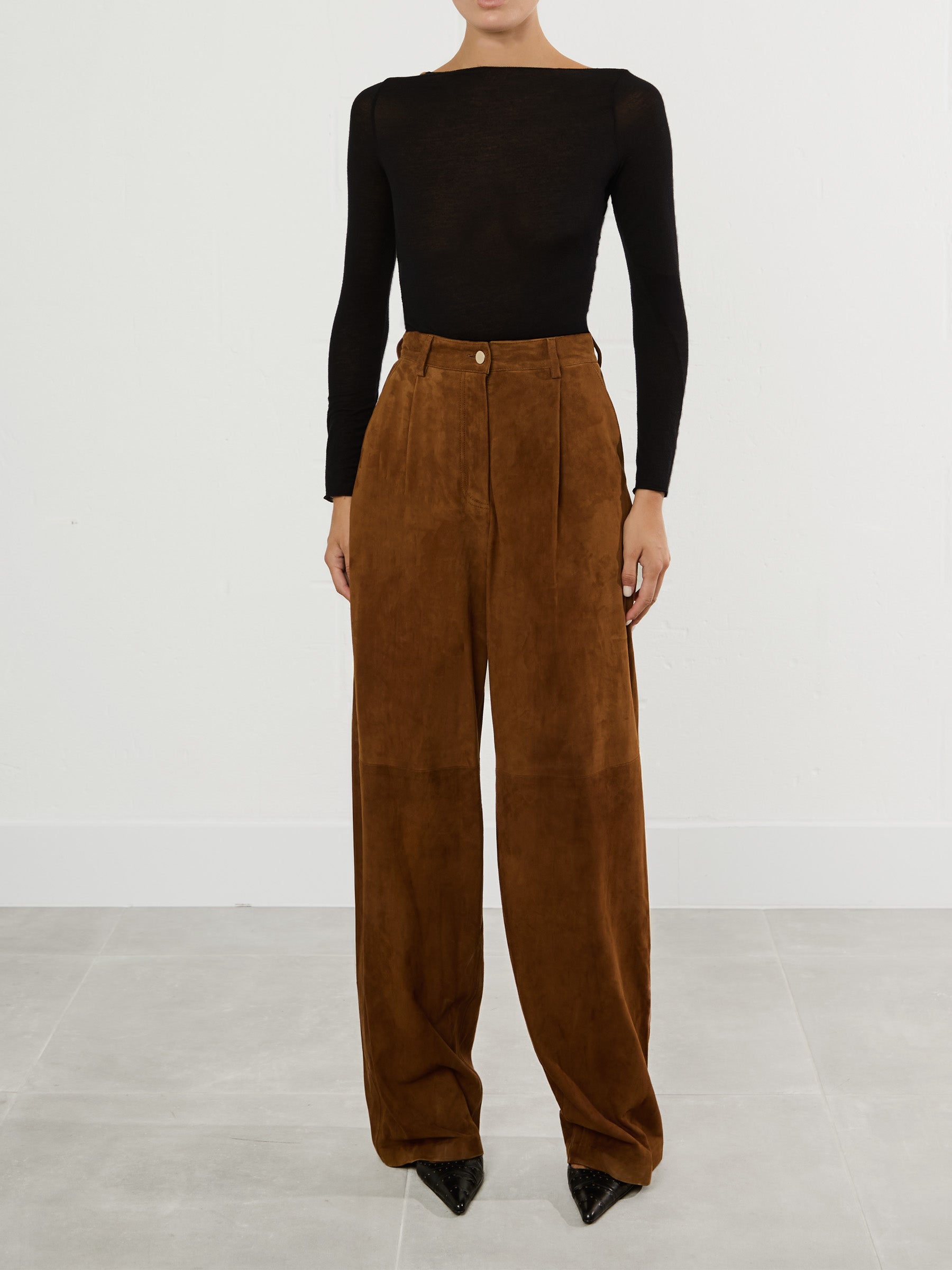 Cognac Suede Trousers