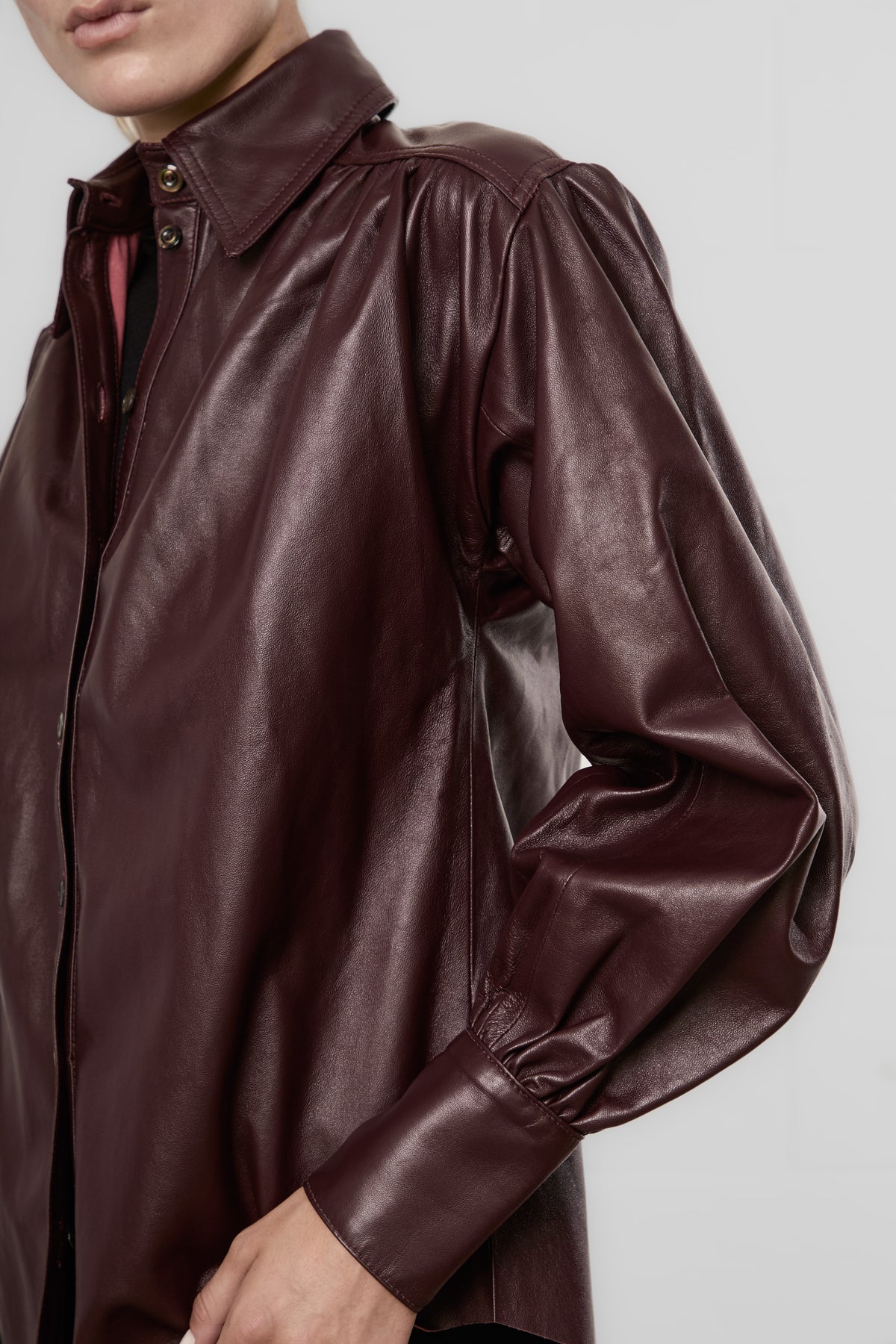 Burgendy Leather Overshirt