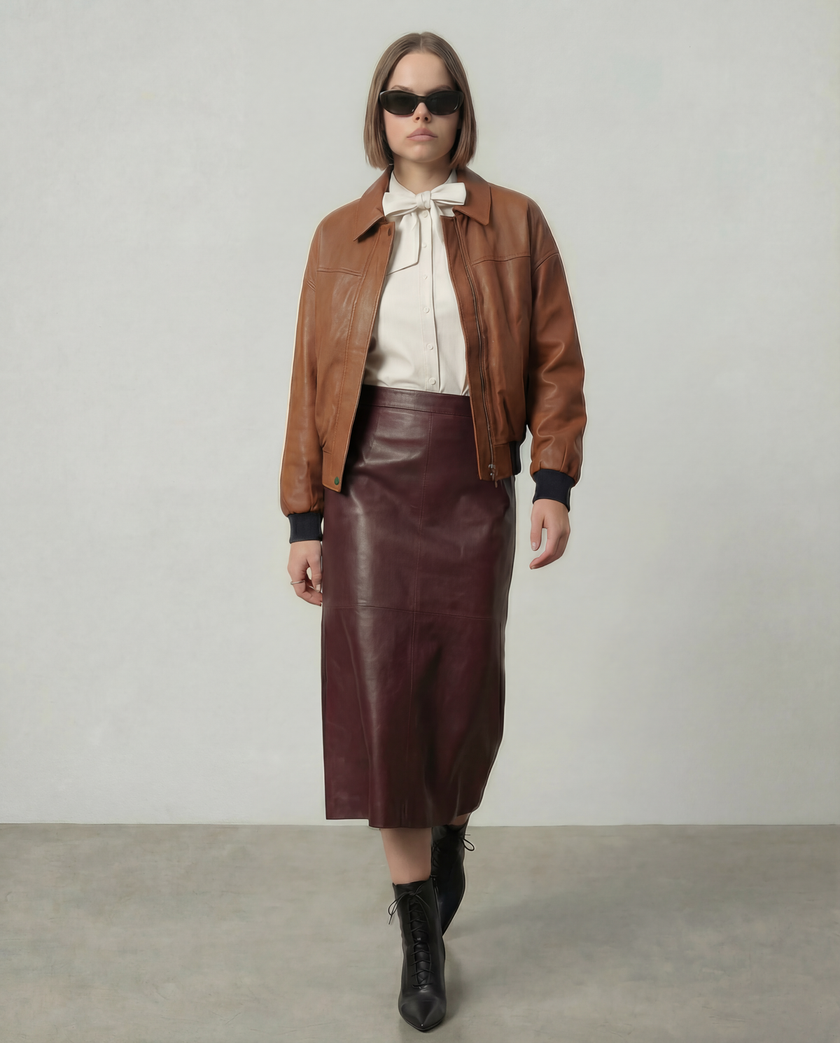 Sarah Leather Bomber Jacket - SKIIM Paris