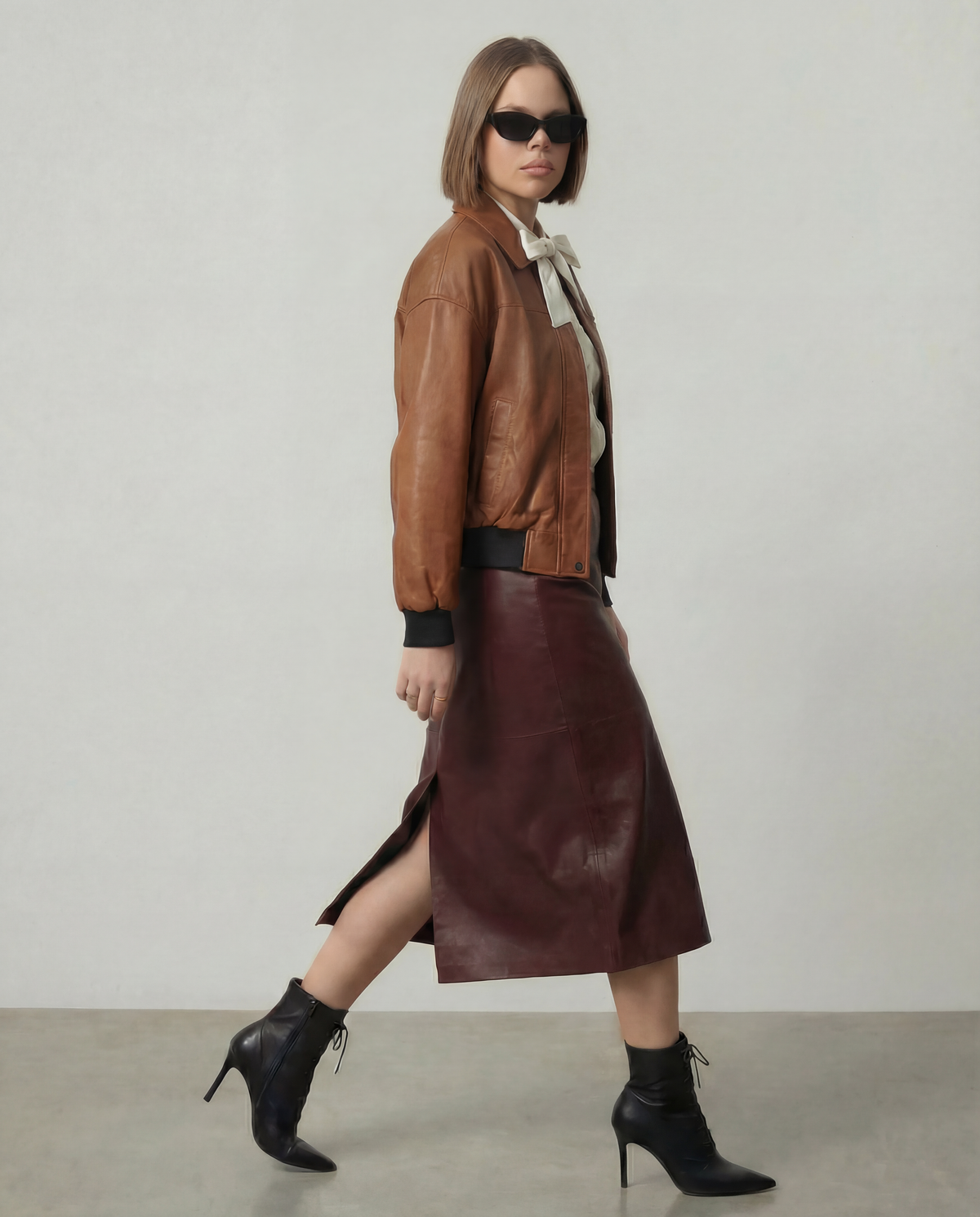 Sarah Leather Bomber Jacket - SKIIM Paris