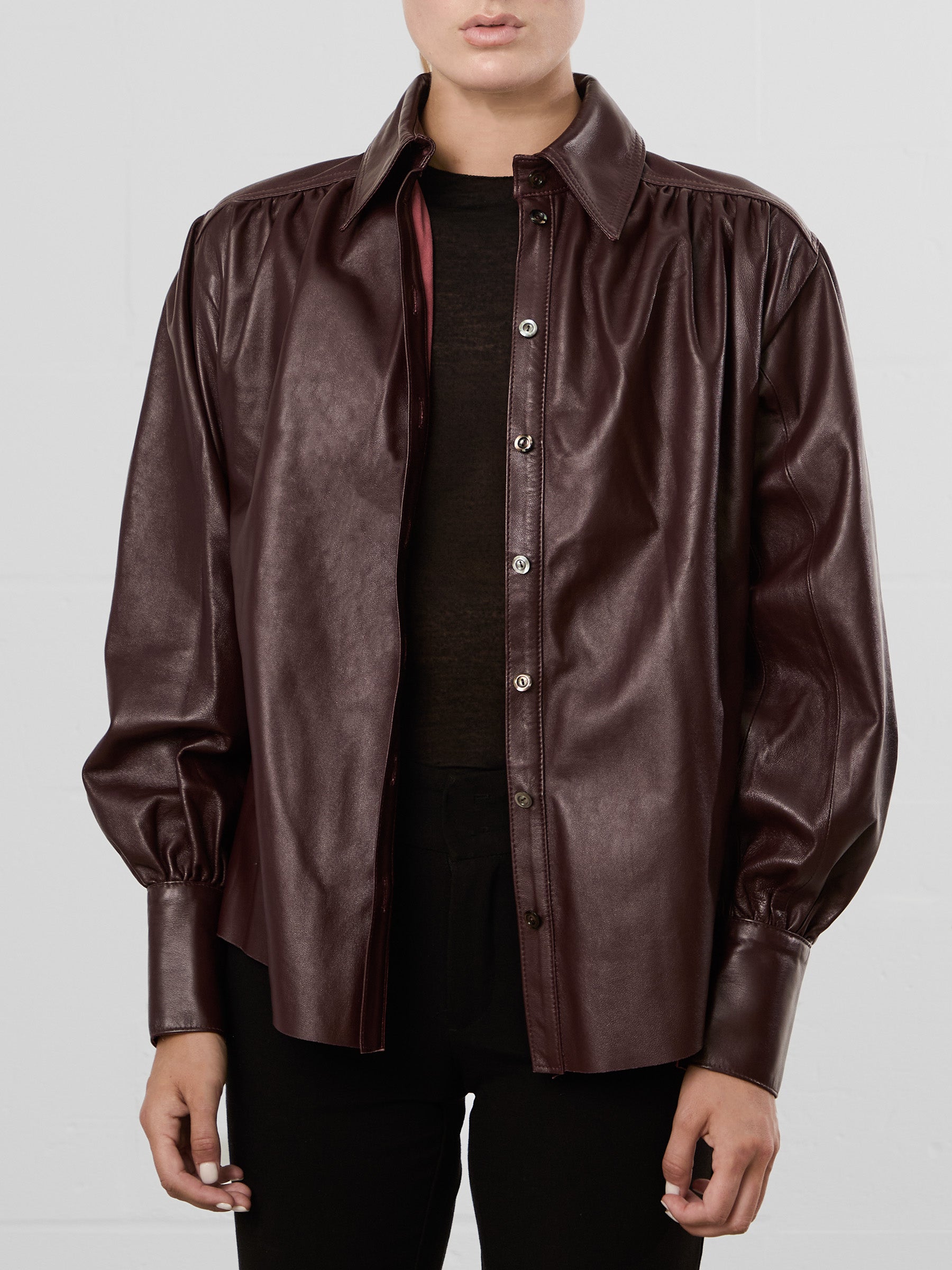 Burgendy Leather Overshirt