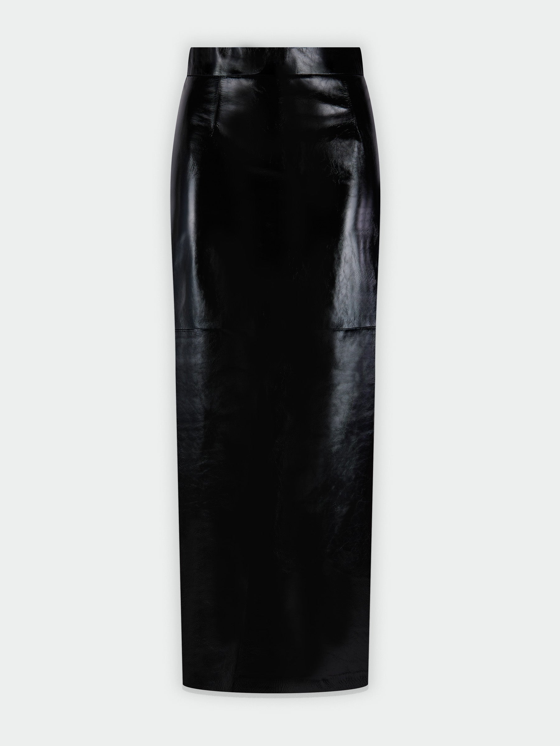 Black Patenet Leather Maxi Pencil Skirt