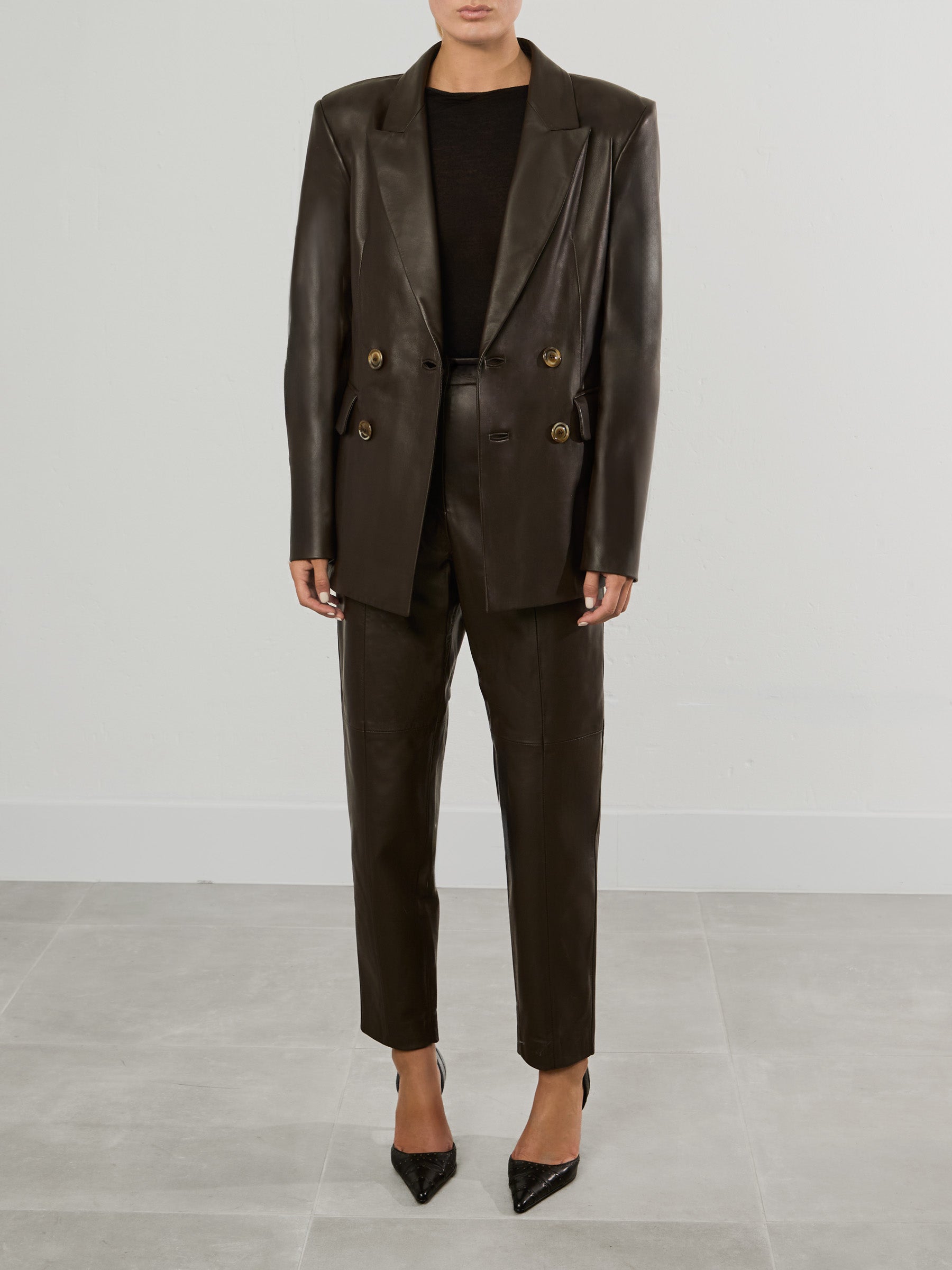 Dark Brown Leather Blazer