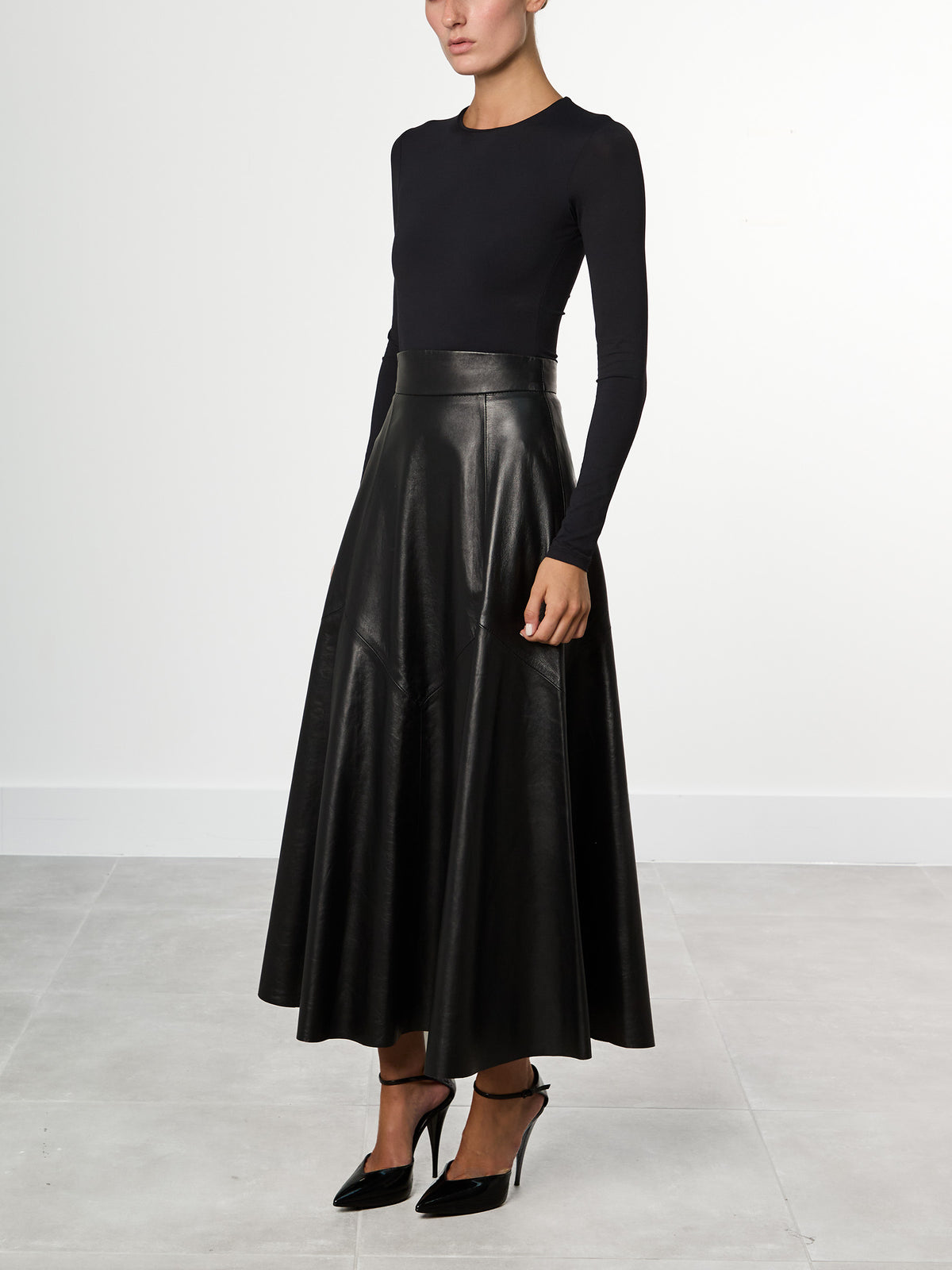 Black Leather Circle Skirt