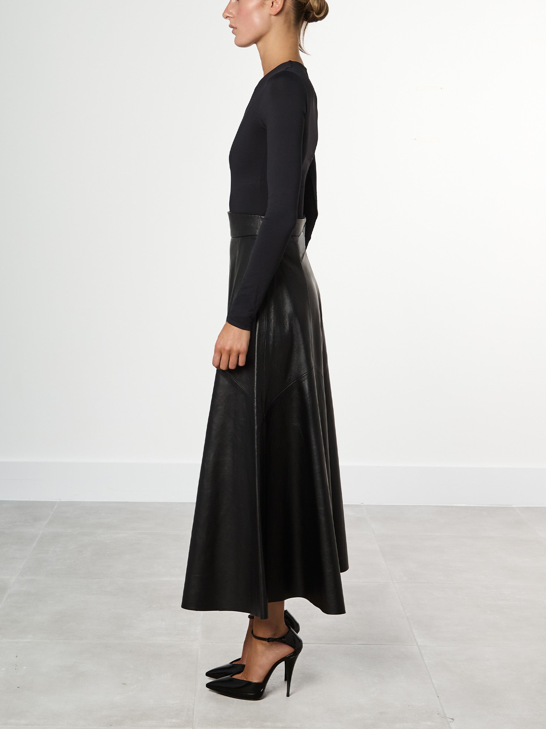Black Leather Circle Skirt