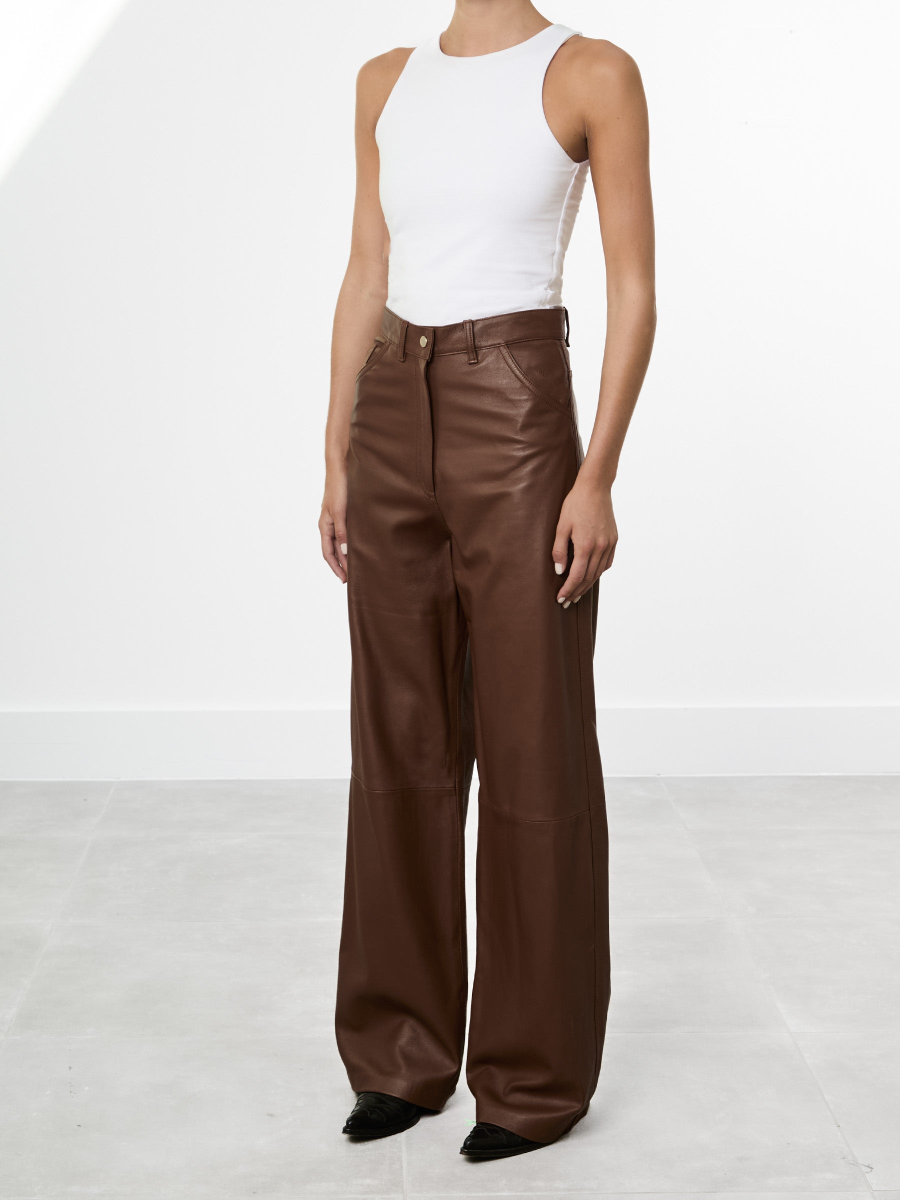 Chocolate Brown Leather Pant