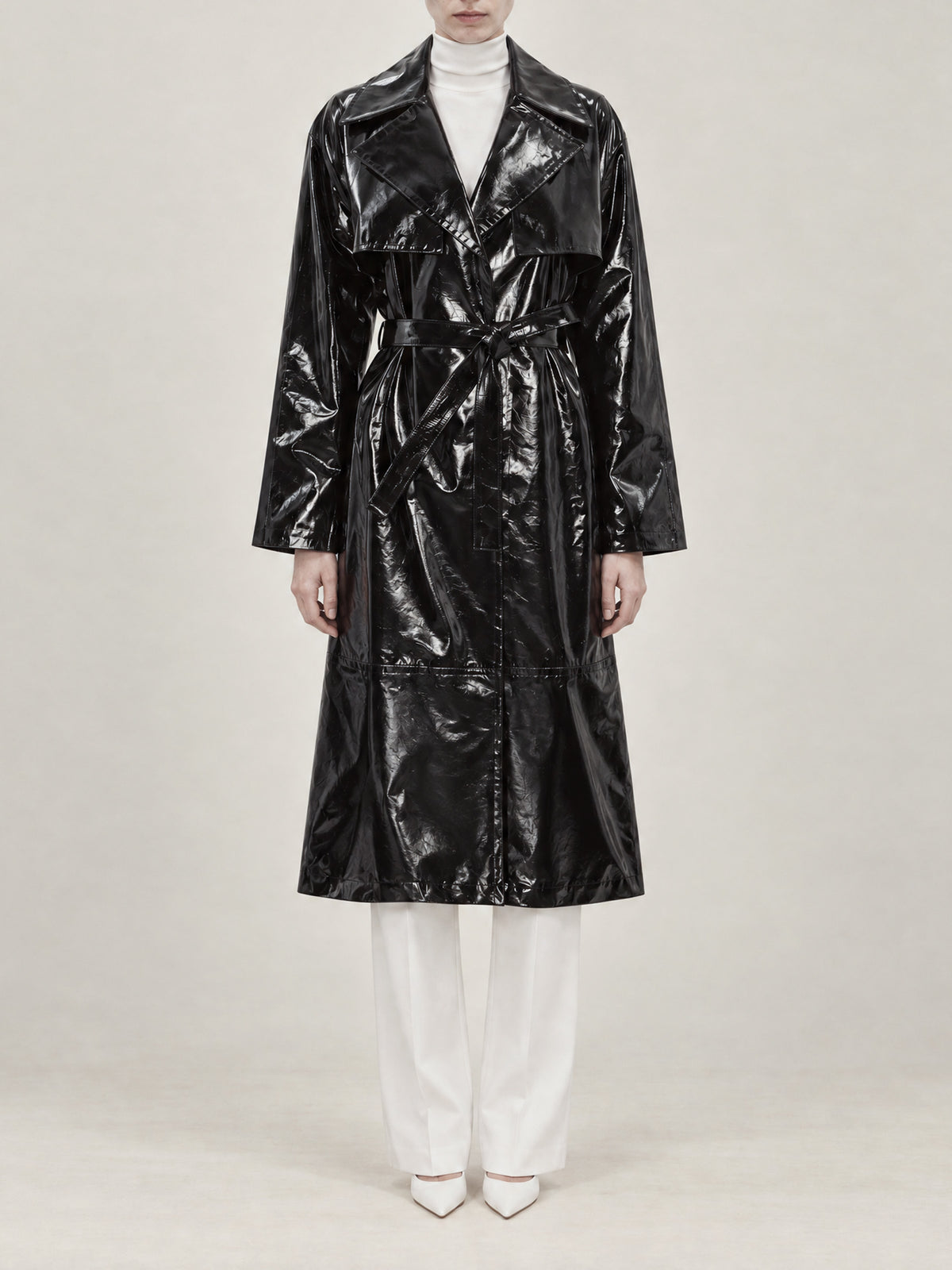 Karla Leather Trench Coat