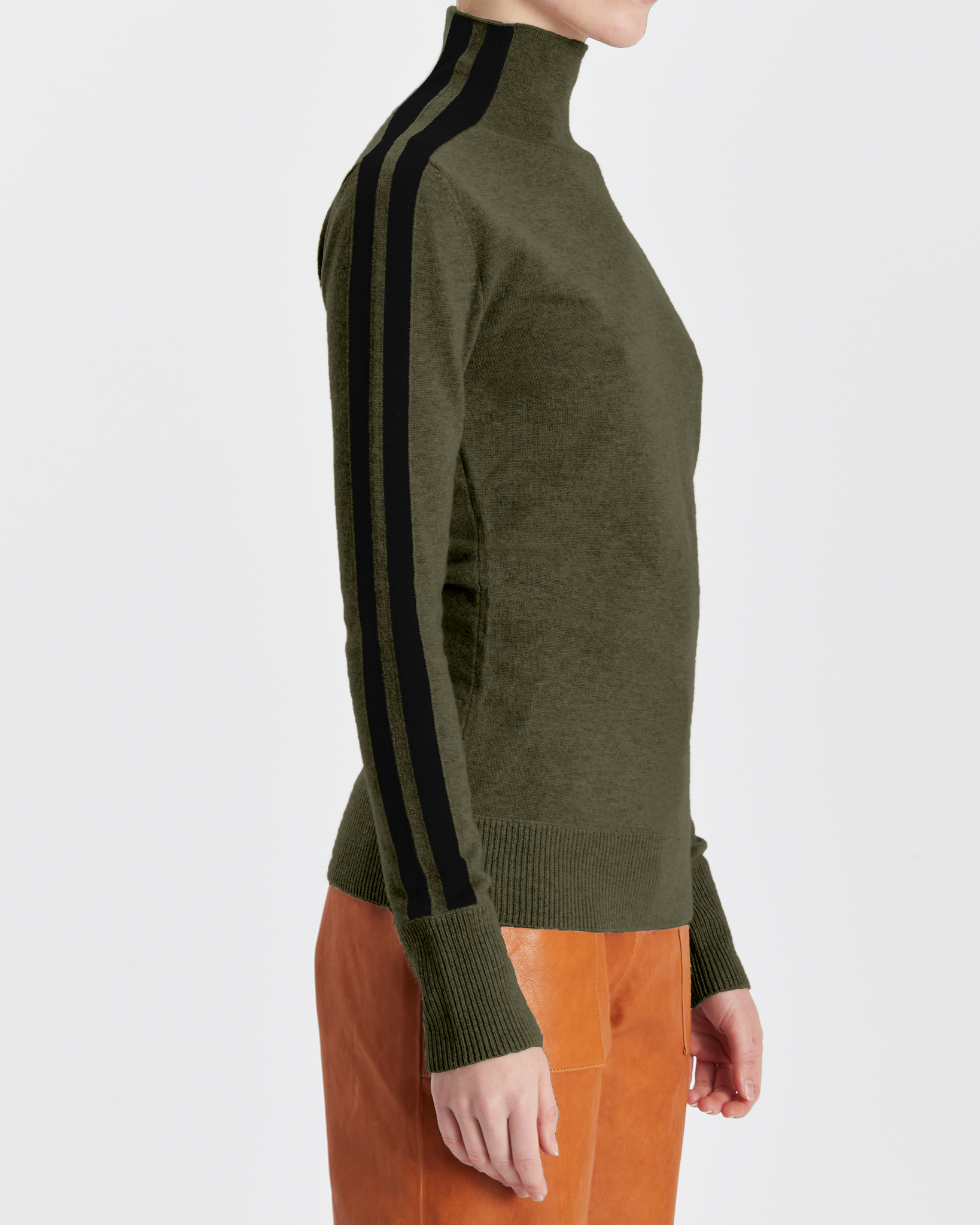 Thea CASHMERE JUMPER KHAKI BLACK SKIIM Paris