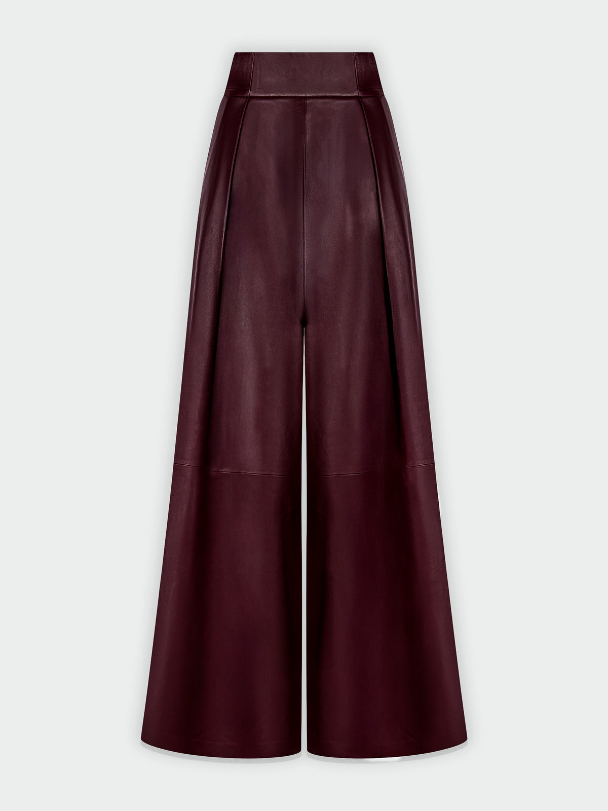 Wide Burgundy Leather Trousers