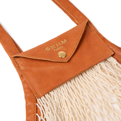 Brigitte MESH SHOULDER BAG - COGNAC/BEIGE