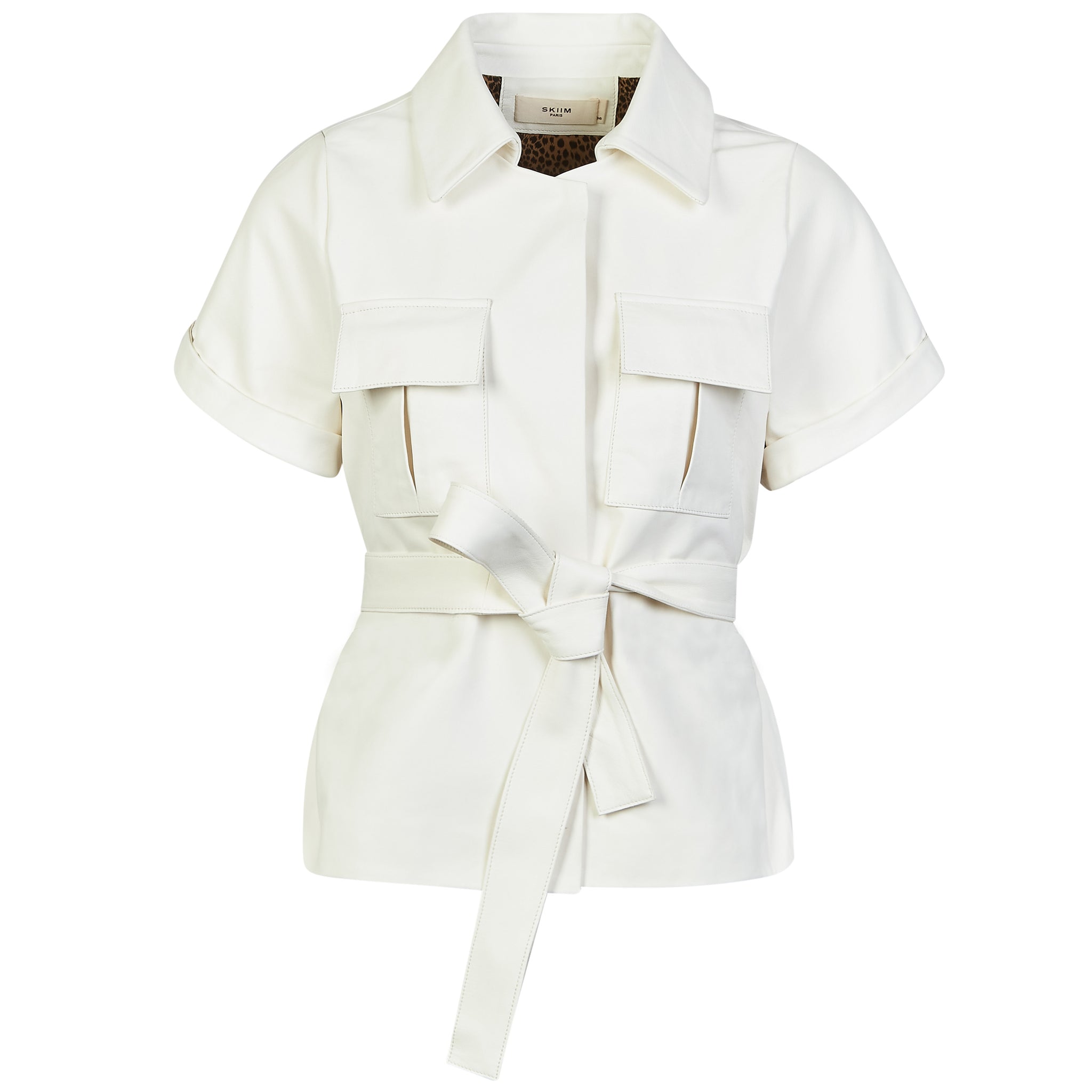Eloise BELTED COLLARED JACKET - OFF WHITE