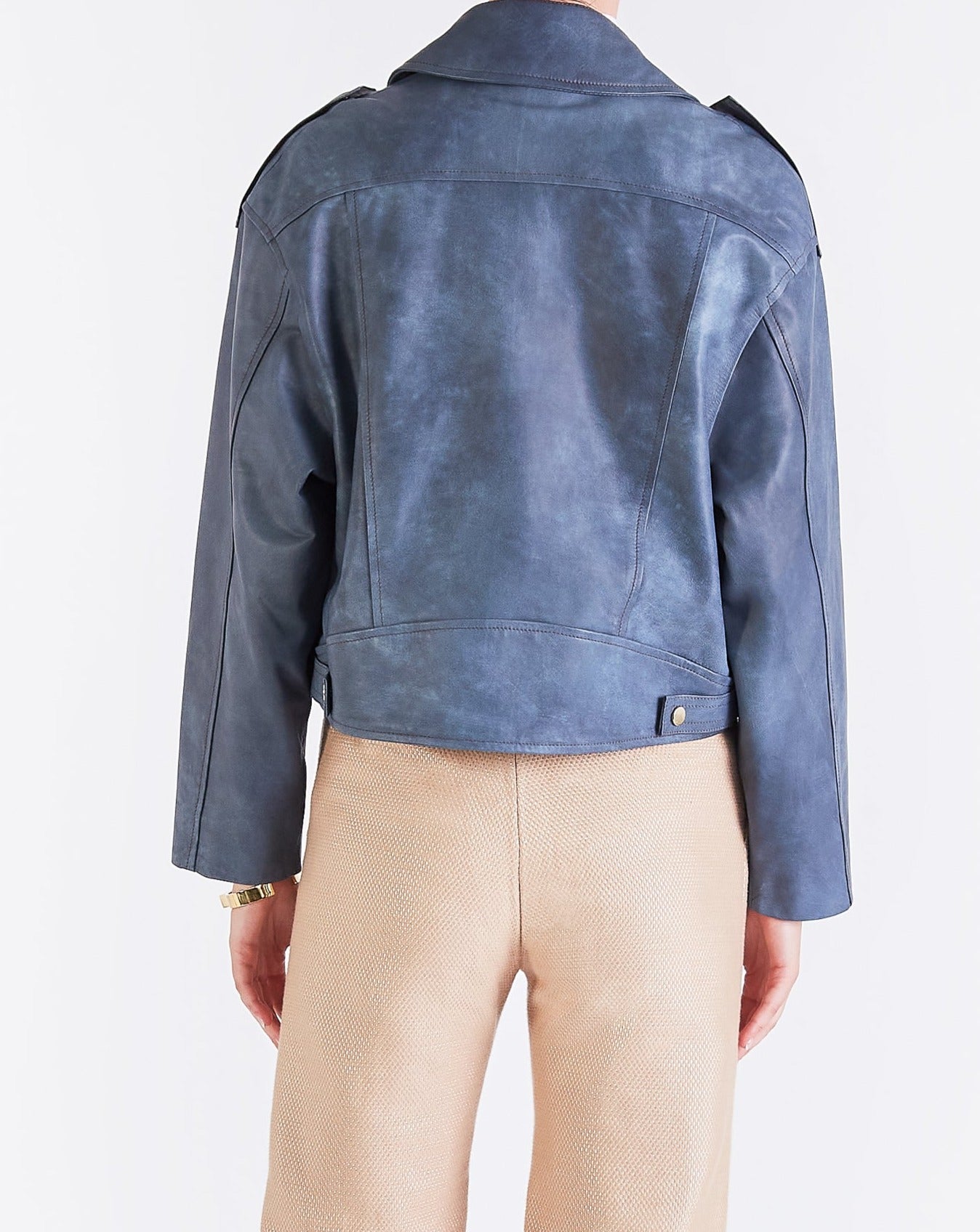 Rae CROPPED OVERSIZED BIKER - DENIM – SKIIM Paris