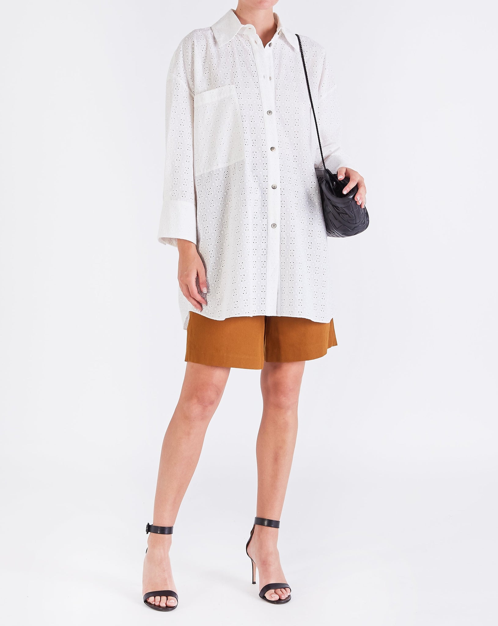 Clio BRODERIE OVERSIZED SHIRT - OFF WHITE