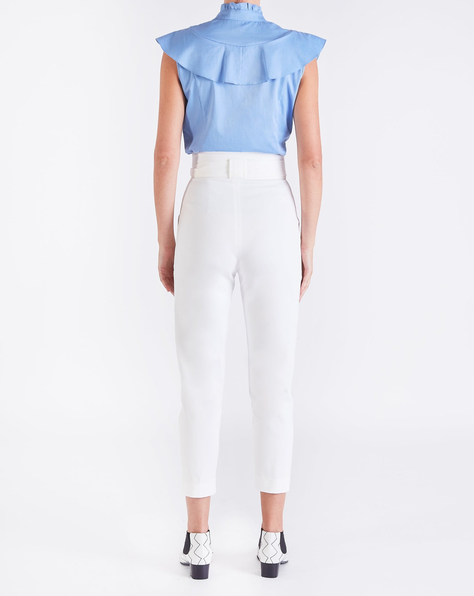 Val UTILITY BELTED PEG TROUSERS - OFF WHITE