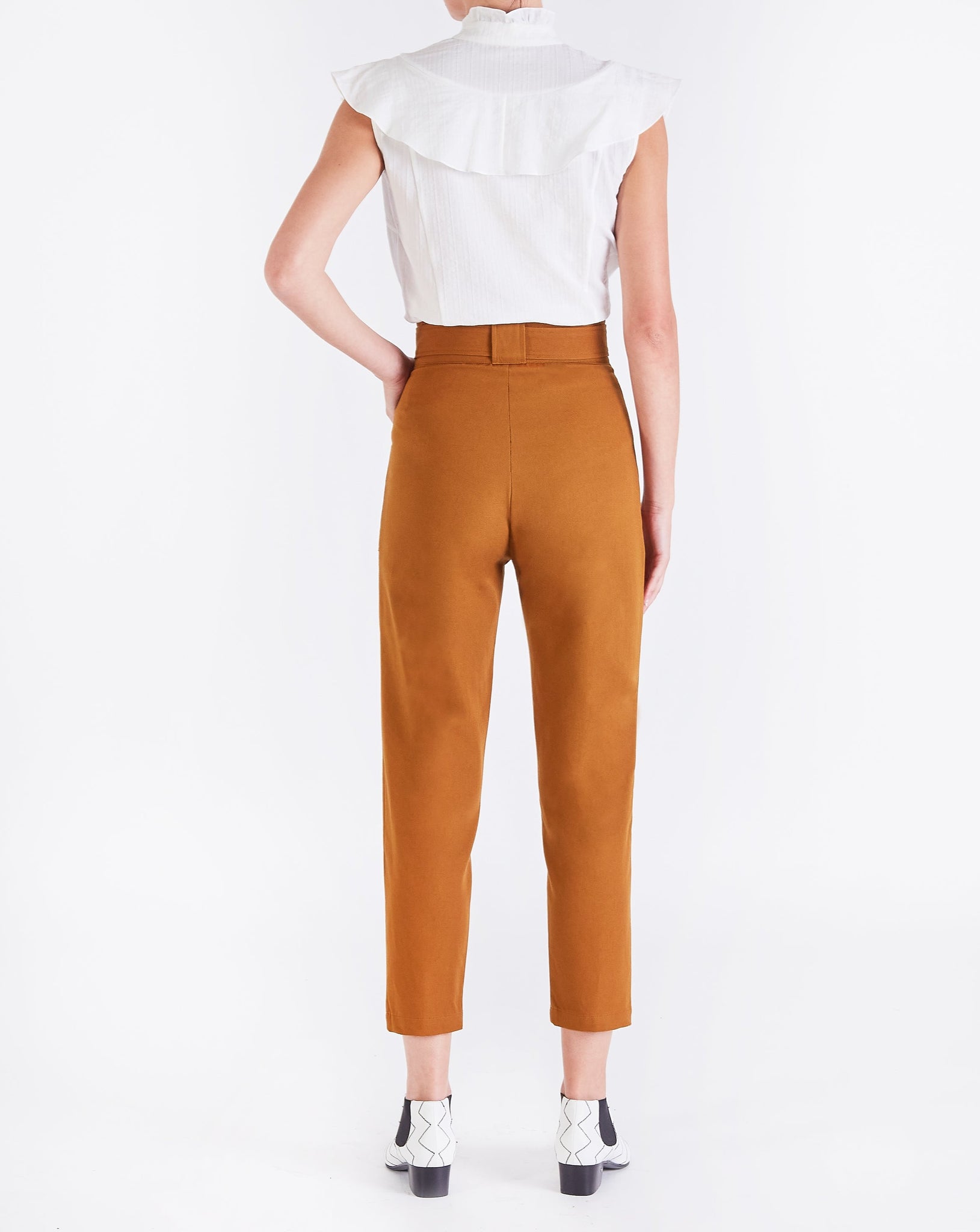 Val UTILITY BELTED PEG TROUSERS - GOLDEN BROWN
