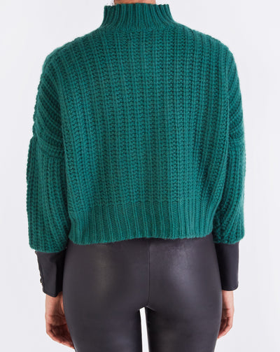 Hero CROPPED CASHMERE LEATHER SWEATER - GREEN
