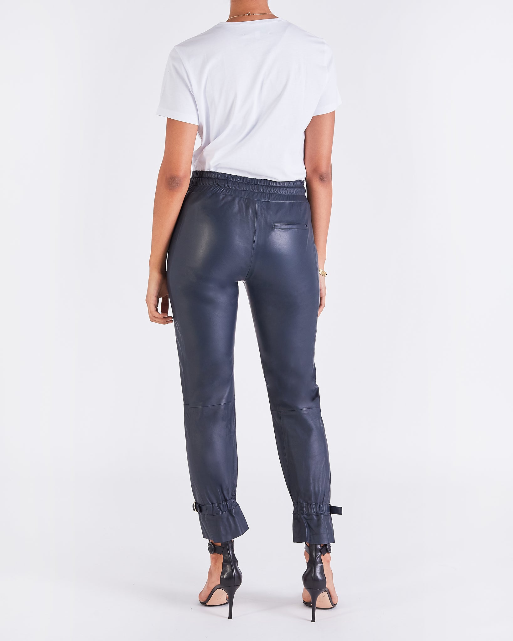Gaby LEATHER JOGGER - NAVY
