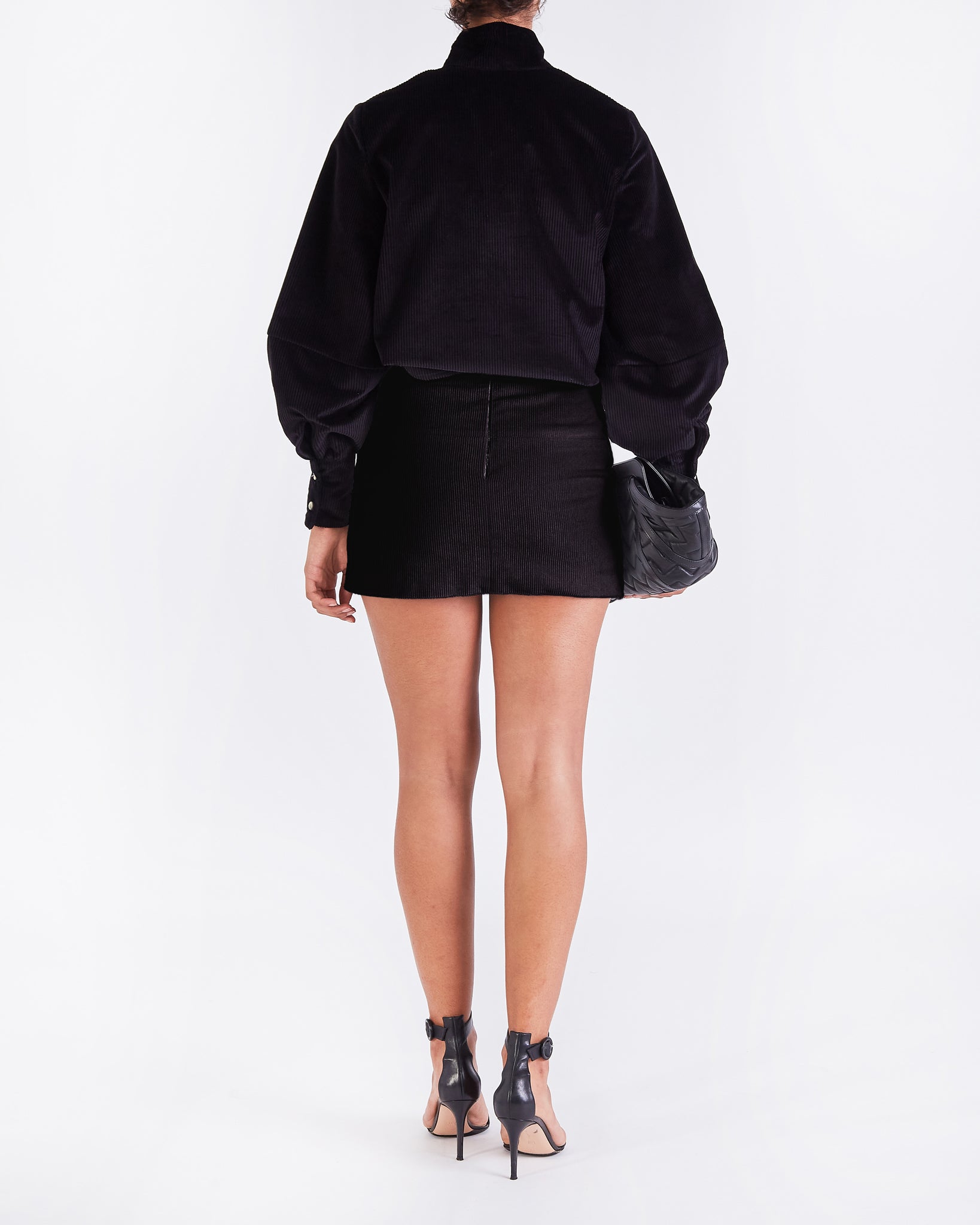 Jocelyn BUCKLE-NECK TOP - BLACK