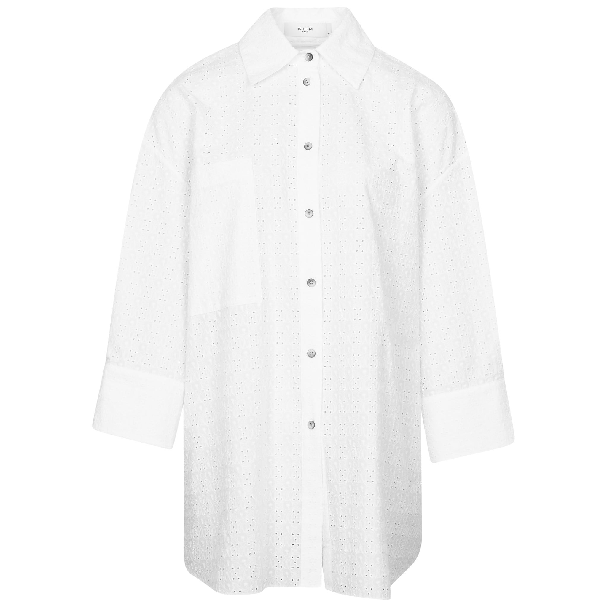 Clio BRODERIE OVERSIZED SHIRT - OFF WHITE