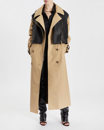 Dominique TRENCH WITH REMOVABLE BIKER JACKET - BLACK/BEIGE
